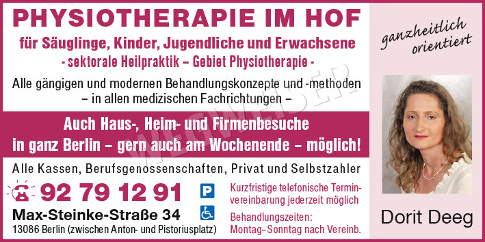 Physiotherapie, Rehabilitation, Massagen, Krankengymnastik Berlin ...