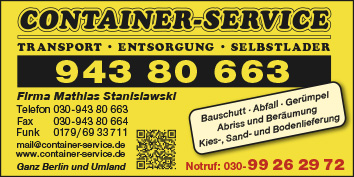 Containerservice Mathias Stanislawski 13125 Berlin Weißensee Karow ... Containerservice Mathias Stanislawski 13125 Berlin Weißensee Karow ...