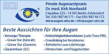 Augenheilkunde, Augenarzt Berlin Zehlendorf - WEGWEISER aktuell